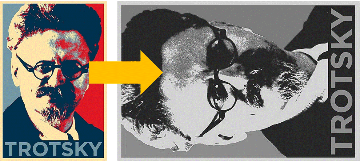 A person with glasses and a yellow arrowDescription automatically generated